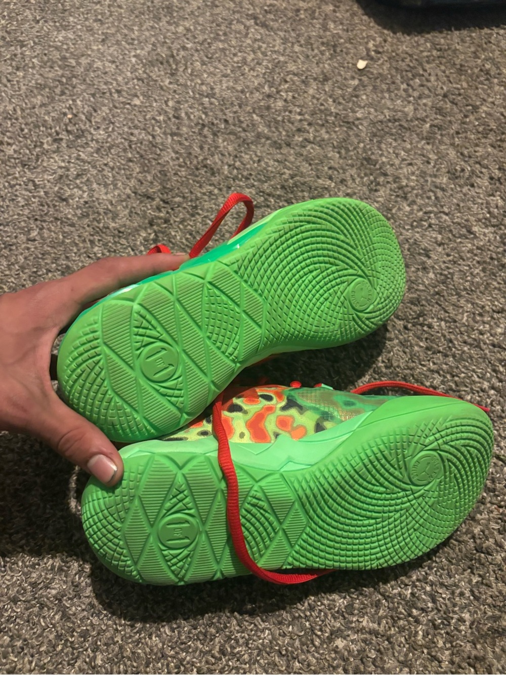 Puma Kids Neon Green Sneakers with Red Laces